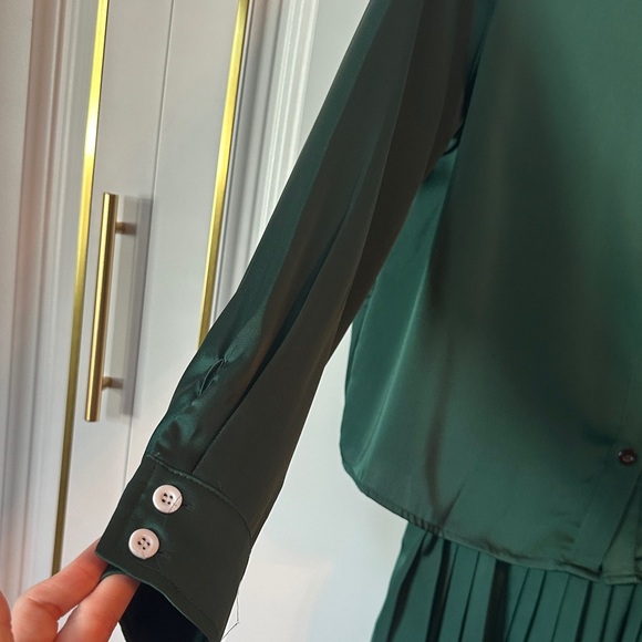 Elegant Green Pleated skirt and top set - Picture 3 of 8